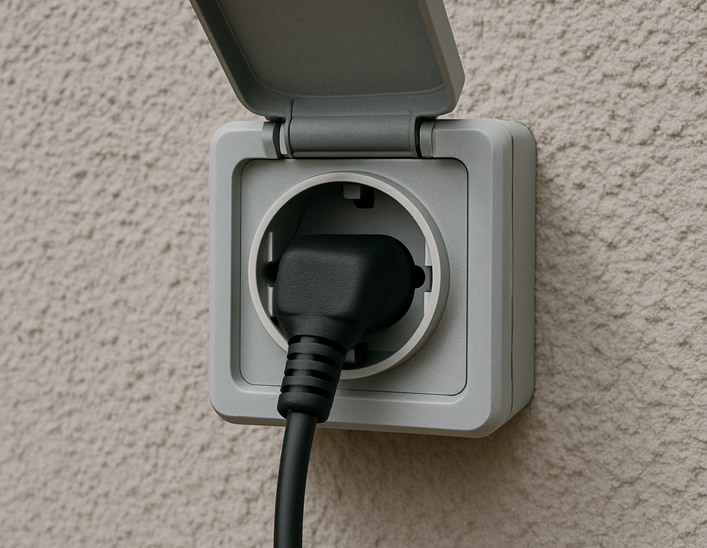 Kabel in einer Ausßensteckdose